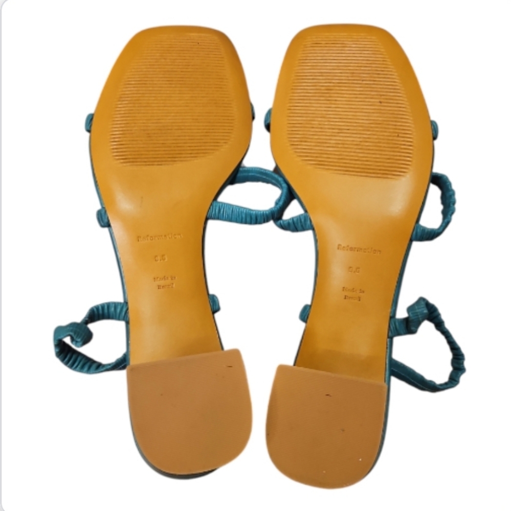 REFORMATION | Assunta Teal Green Strappy Slide Sandals 9.5 - Picture 7 of 9
